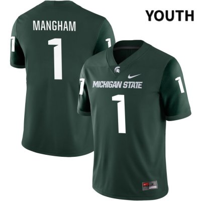 Youth Michigan State Spartans NCAA #1 Jaden Mangham Green NIL 2022 Authentic Nike Stitched College Football Jersey AU32P02PX